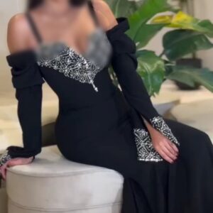 احلى فساتين سهرة لون اسود طويل