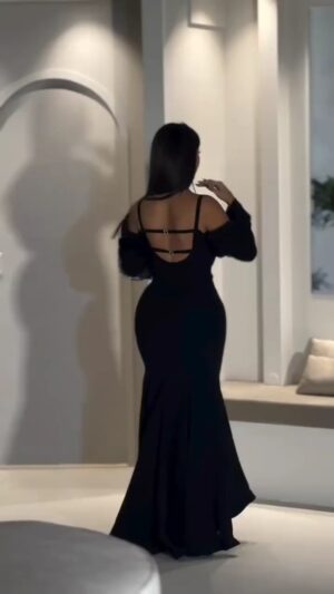 ⁦احلى فساتين سهرة لون اسود طويل⁩ - الصورة ⁦2⁩