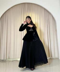 فستان سهرة لون اسود طويل تحفه