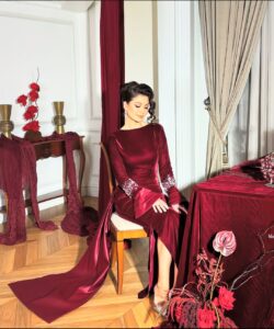 فستان سهرة مخمل