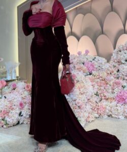 فستان سهرة مخمل روعه