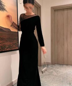 فستان سهرة أسود جوخ رااقي