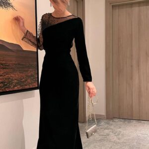فستان سهرة أسود جوخ رااقي