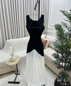 احلى فستان سهرة بدون اكمام ناعم