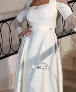 فستان سهرة لون أبيض روعه