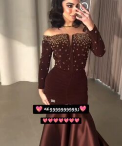 أجمل فستان سهرة لون بني