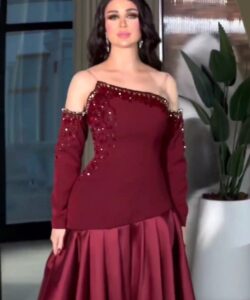 فستان سهرة لون نبيتي روعه