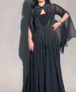 فستان سهرة اسود قطعتين