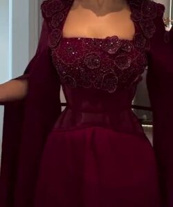 احلى فستان سهرة ب كم طويل أنيق