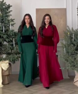 فساتين سهرة طويلة باللون جميله