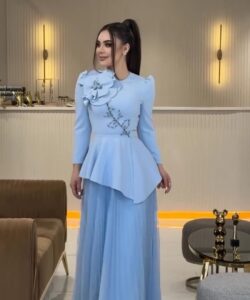 فستان سهرة لون سماوي