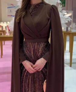 أجمل فستان سهرة بني