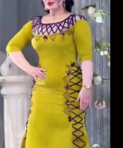 فساتين سهرة لون أصفر فخمة وانيقه