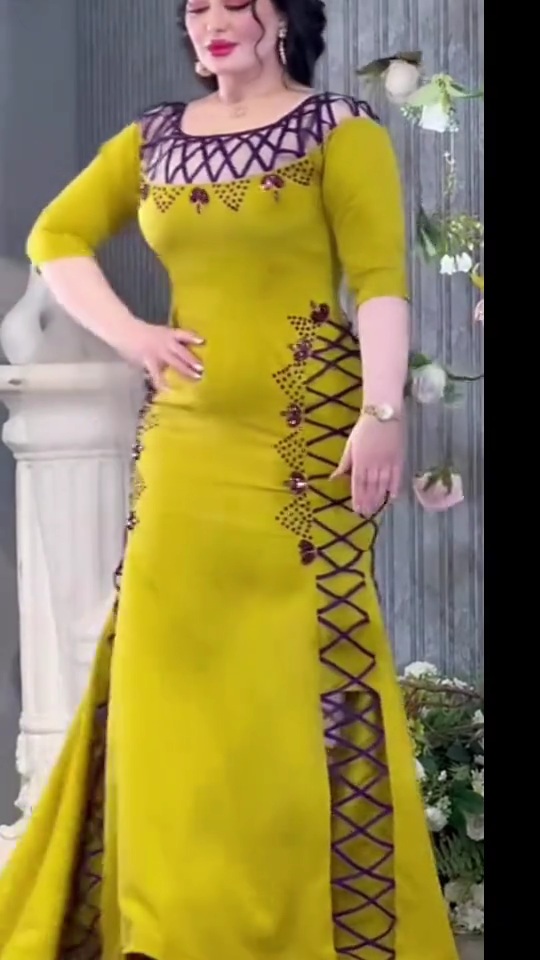 فساتين سهرة لون أصفر فخمة وانيقه - الصورة 2