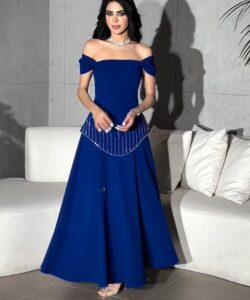 فستان سهرة أزرق فخمة وانيقه