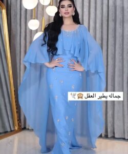 فستان سهرة شيفون جورجيت فخم وانيق