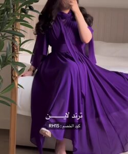 أجمل فستان سهرة لون موف