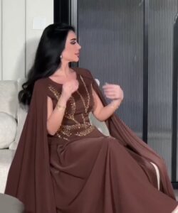 فستان سهرة لون بني تحفه