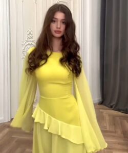 فستان سهرة لون أصفر روعه