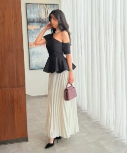 فساتين سهره لون ابيض واسود