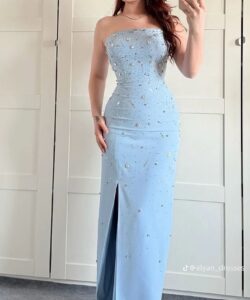 افخم فساتين سهره لون ابيض وسماوى