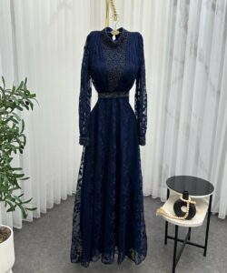 فساتين سهره دانتيل لون كحلي