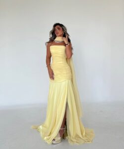 فساتين سهره لون اصفر