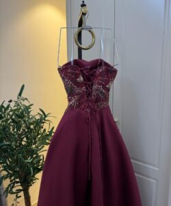 فساتين سهره لون نبيتى