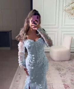 فساتين سهره لون سماوي
