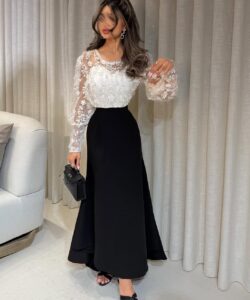 فساتين سهره لون ابيض في اسود