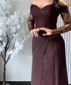 فساتين سهره لون بني