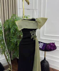 فساتين سهره لون اسود في اخضر