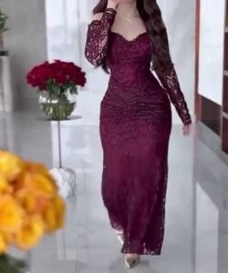 فساتين سهره لون نبيتى