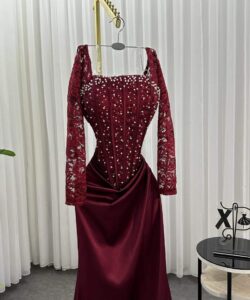 فساتين سهره لون نبيتى