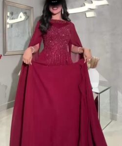 فساتين سهره لون نبيتى