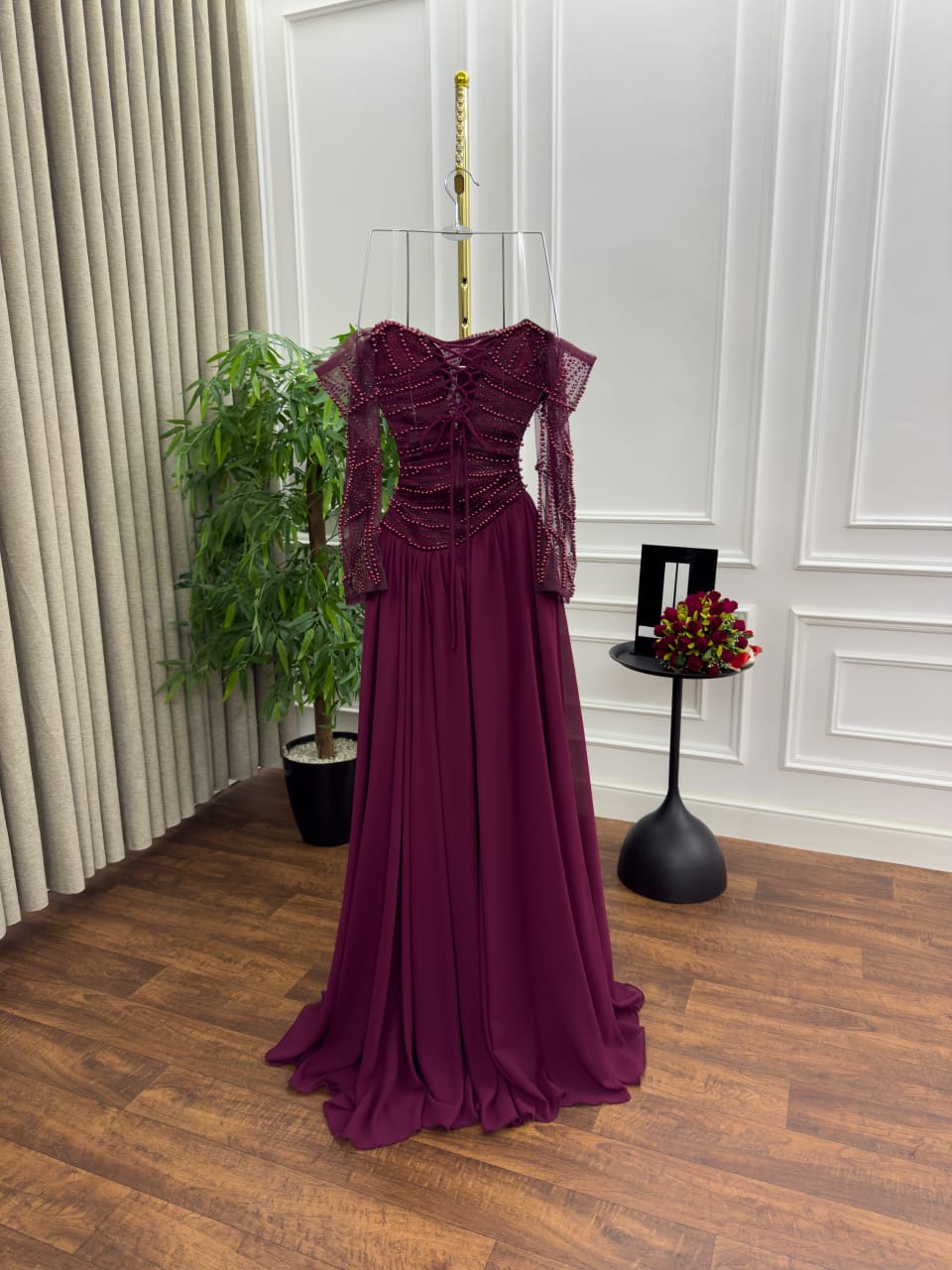 فساتين سهره لون عنابي - الصورة 4