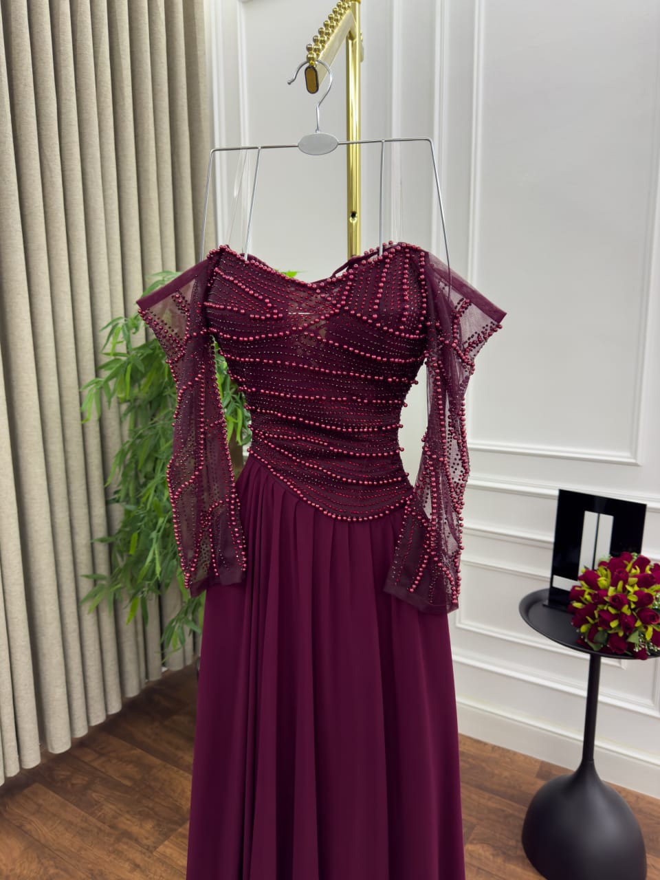 فساتين سهره لون عنابي - الصورة 3