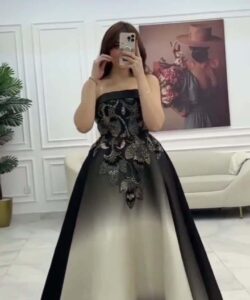 فساتين سهره لون اسود في بيج