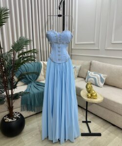 فستان سهره لون سماوي