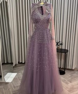 فستان سهره لون موف فاتح