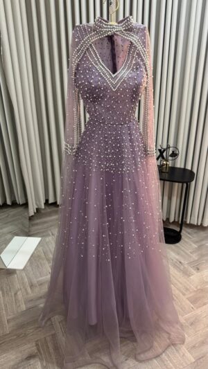 ⁦فستان سهره لون موف فاتح⁩ - الصورة ⁦3⁩