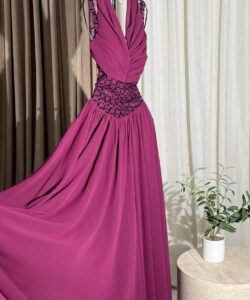 فستان سهره لون عنابي