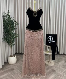 فستان سهره لون كافية في اسود