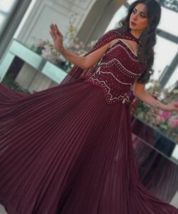 فستان سهره لون نبيتى غامق