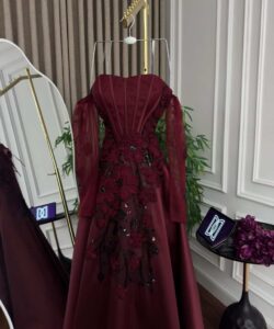 فستان سهره لون نبيتى