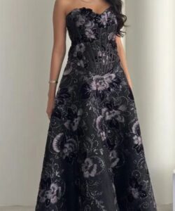 فساتين سهره لون اسود مخمل