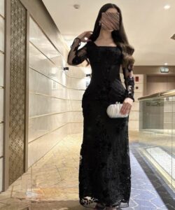 فساتين سهره لون اسود مخمل