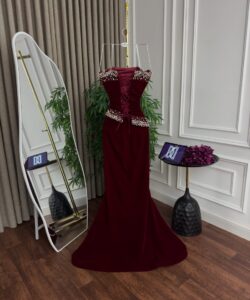 فساتين سهره لون نبيتى