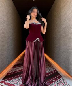 فساتين سهره لون نبيتى