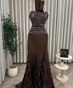 فساتين سهره لون بني